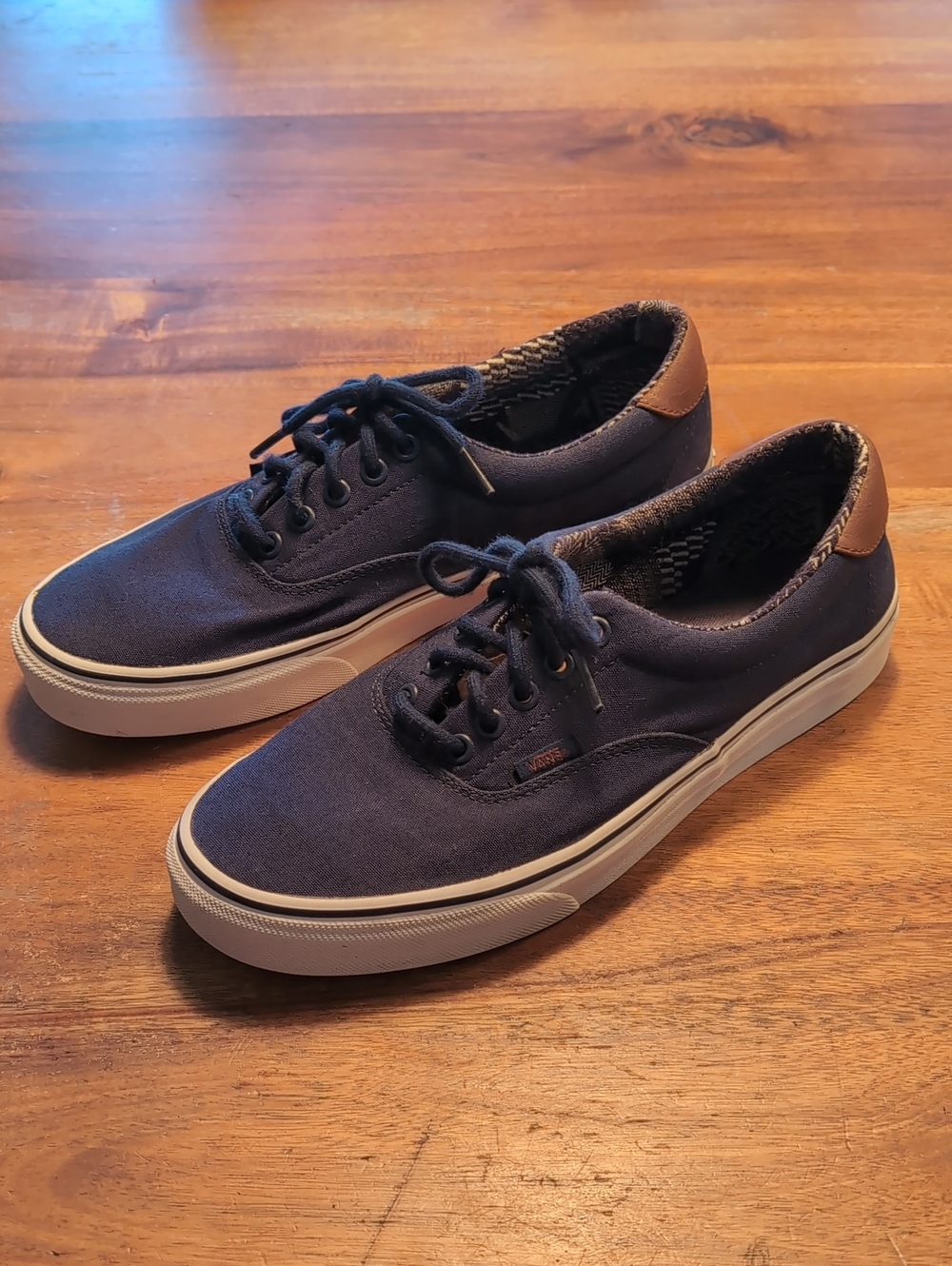Vans Men's Navy Canvas Lace-Up Sneakers with Brown Heel Tab